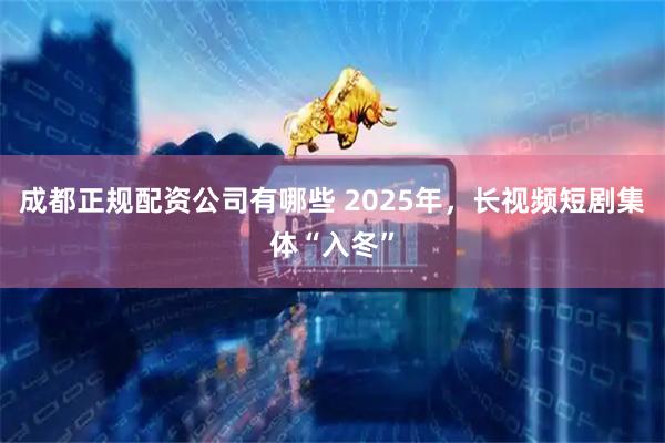 成都正规配资公司有哪些 2025年,长视频短剧集体“入冬”